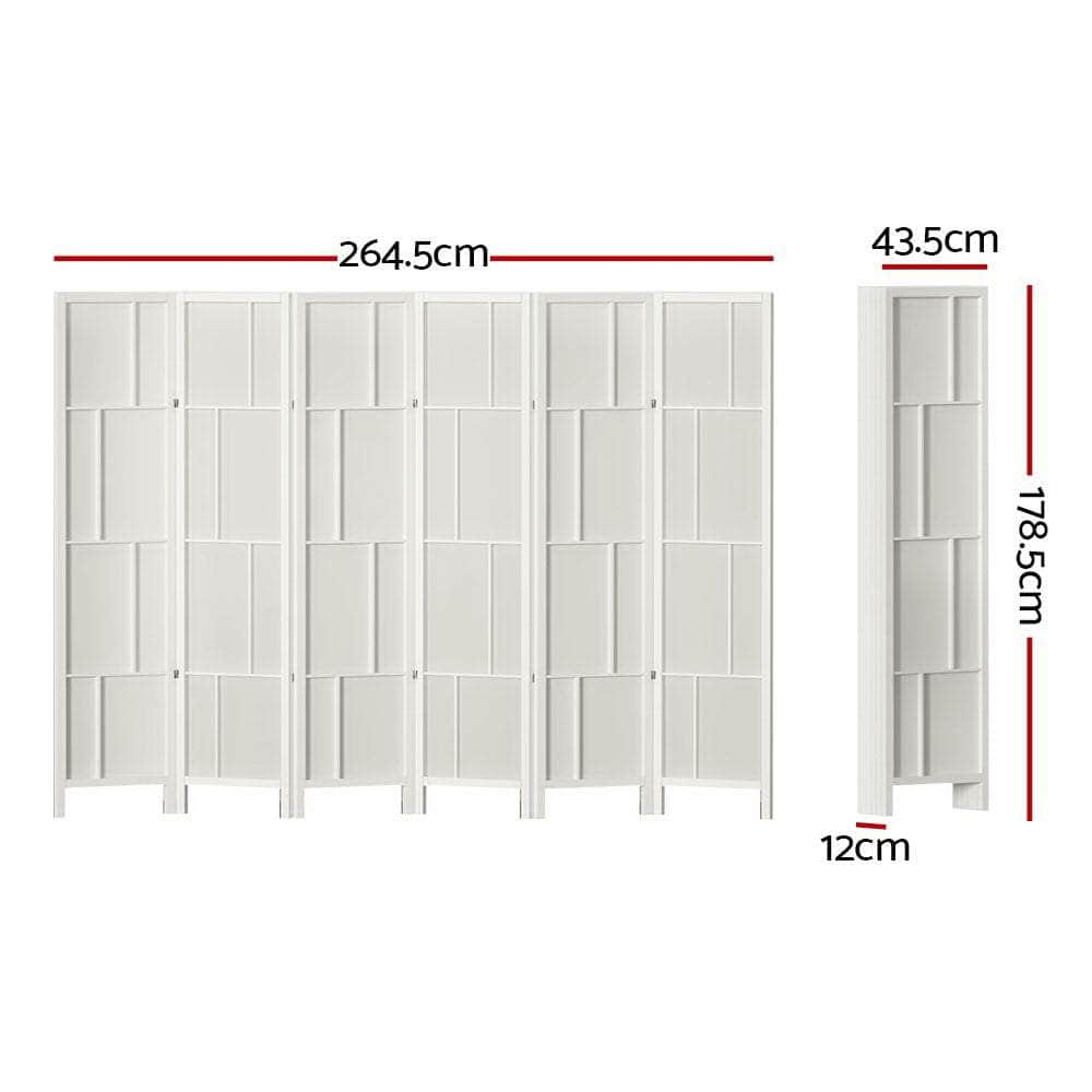 Ashton Room Divider Screen Privacy Wood Dividers Stand 6 Panel White