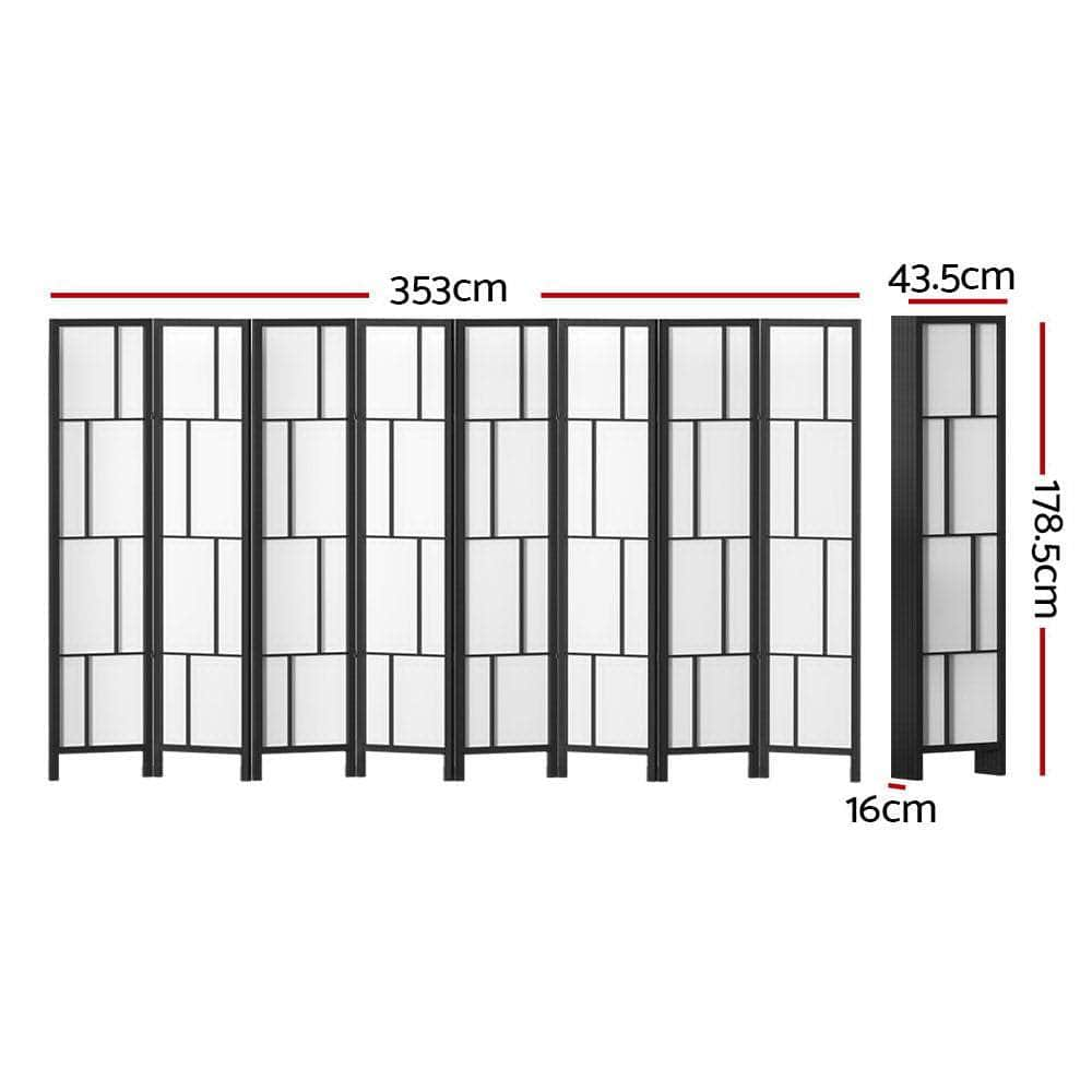 Ashton Room Divider Screen Privacy Wood Dividers Stand 8 Panel Black