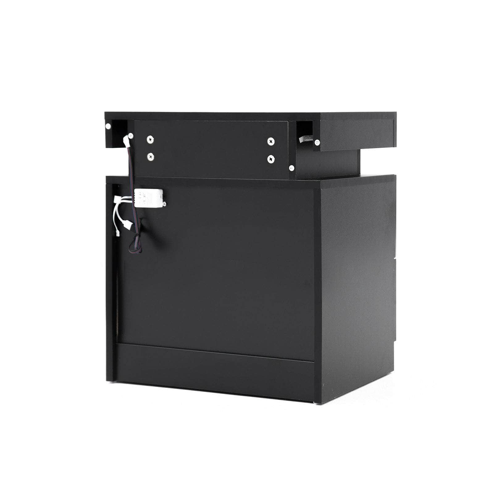 Aurora Black/White/Oak Led Nightstand Duo