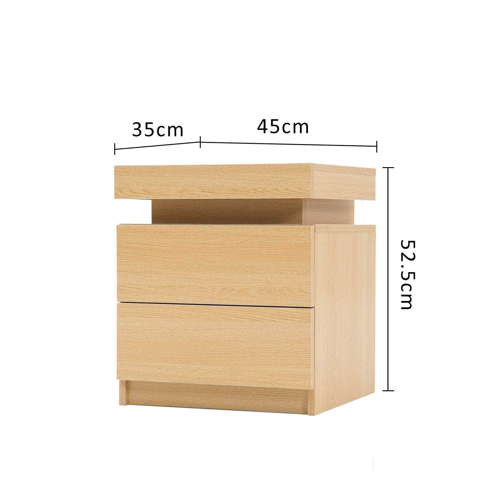 Aurora Black/White/Oak Led Nightstand Duo