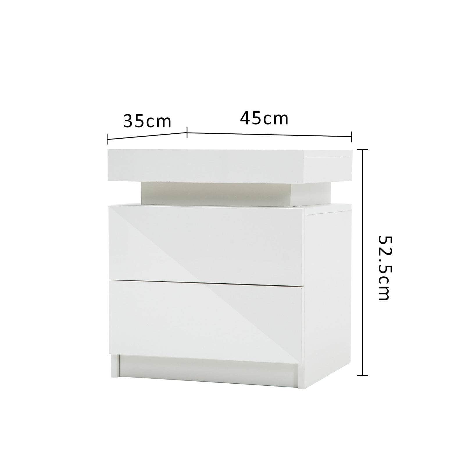 Aurora Black/White/Oak Led Nightstand Duo