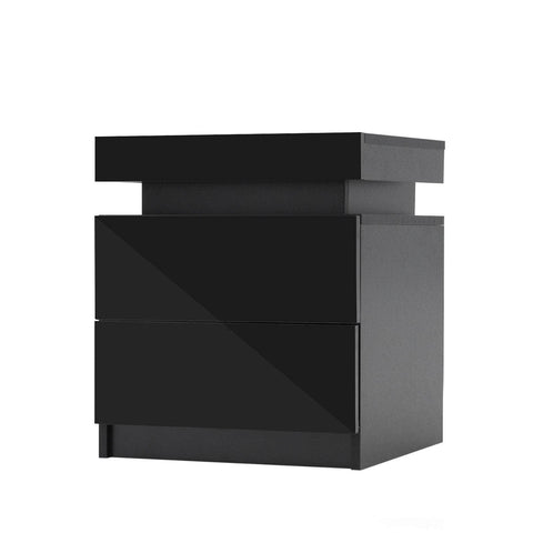 Aurora Black/White/Oak Led Nightstand Duo