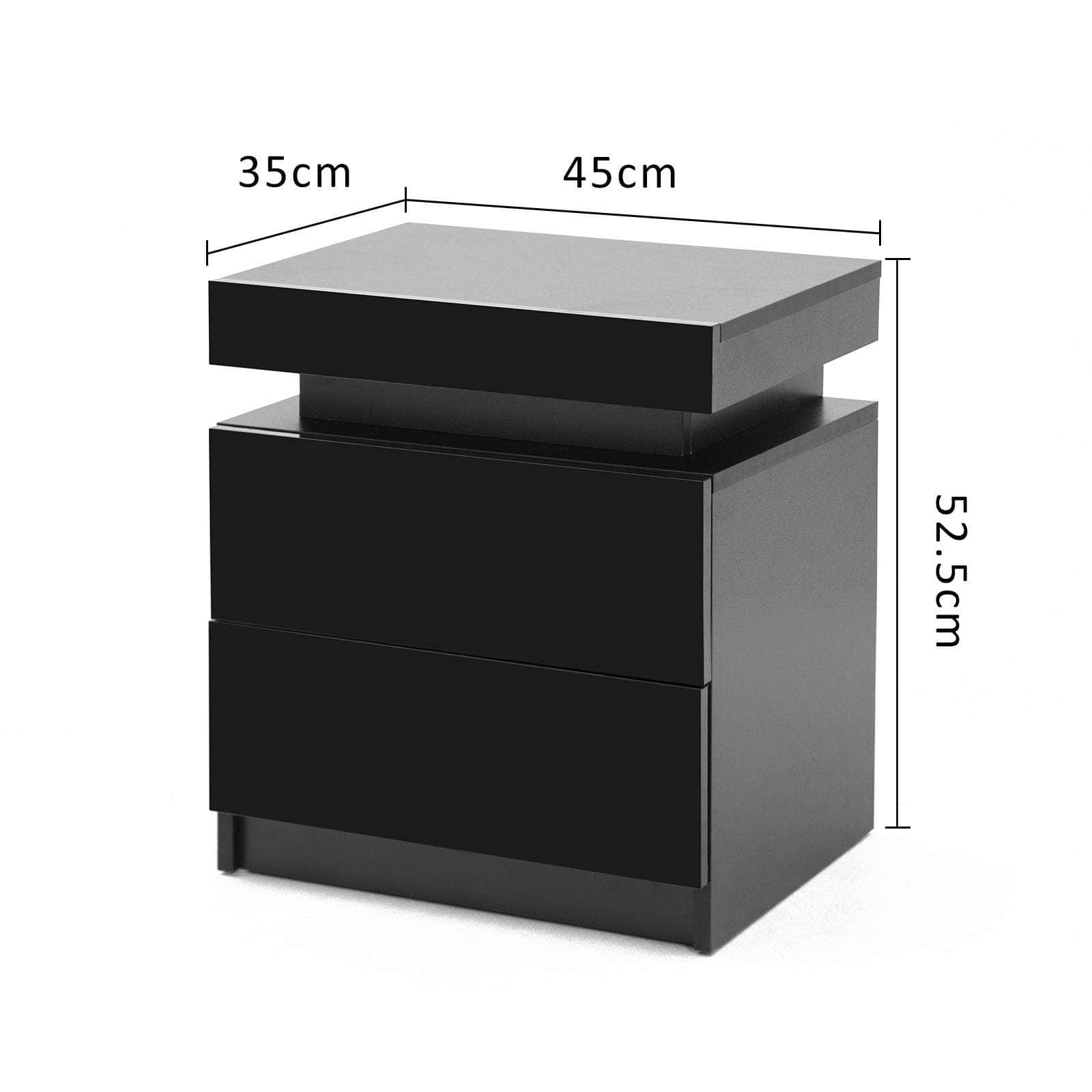 Aurora Black/White/Oak Led Nightstand Duo