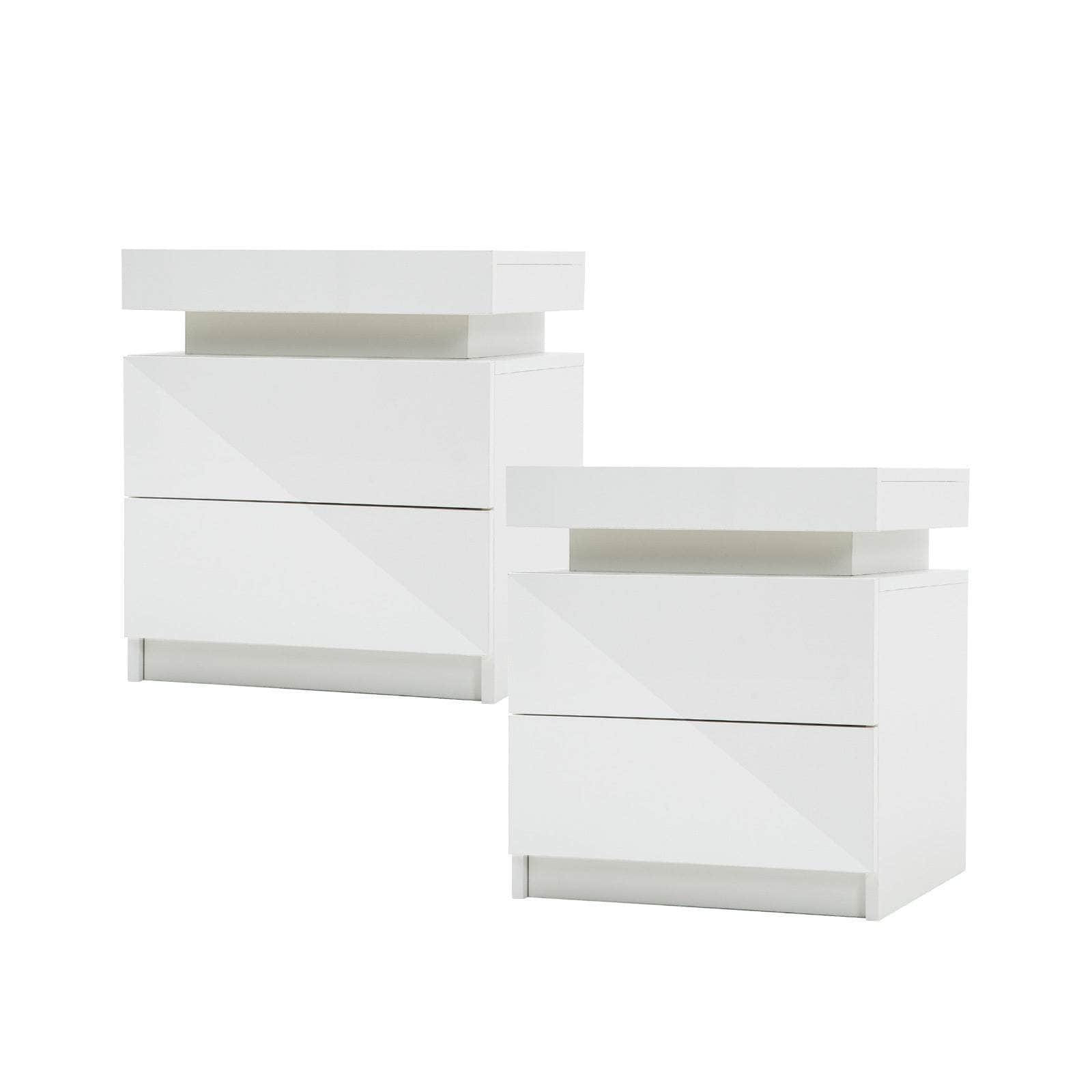 Aurora Black/White/Oak Led Nightstand Duo