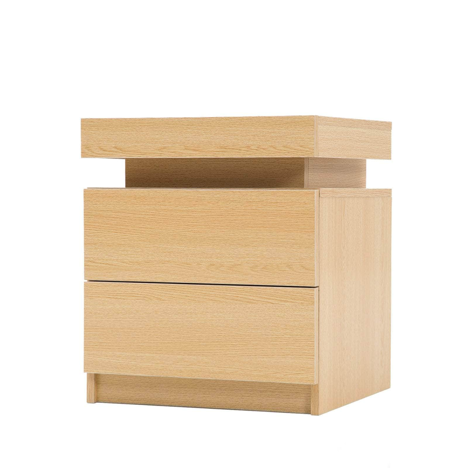 Aurora Black/White/Oak Led Nightstand Duo