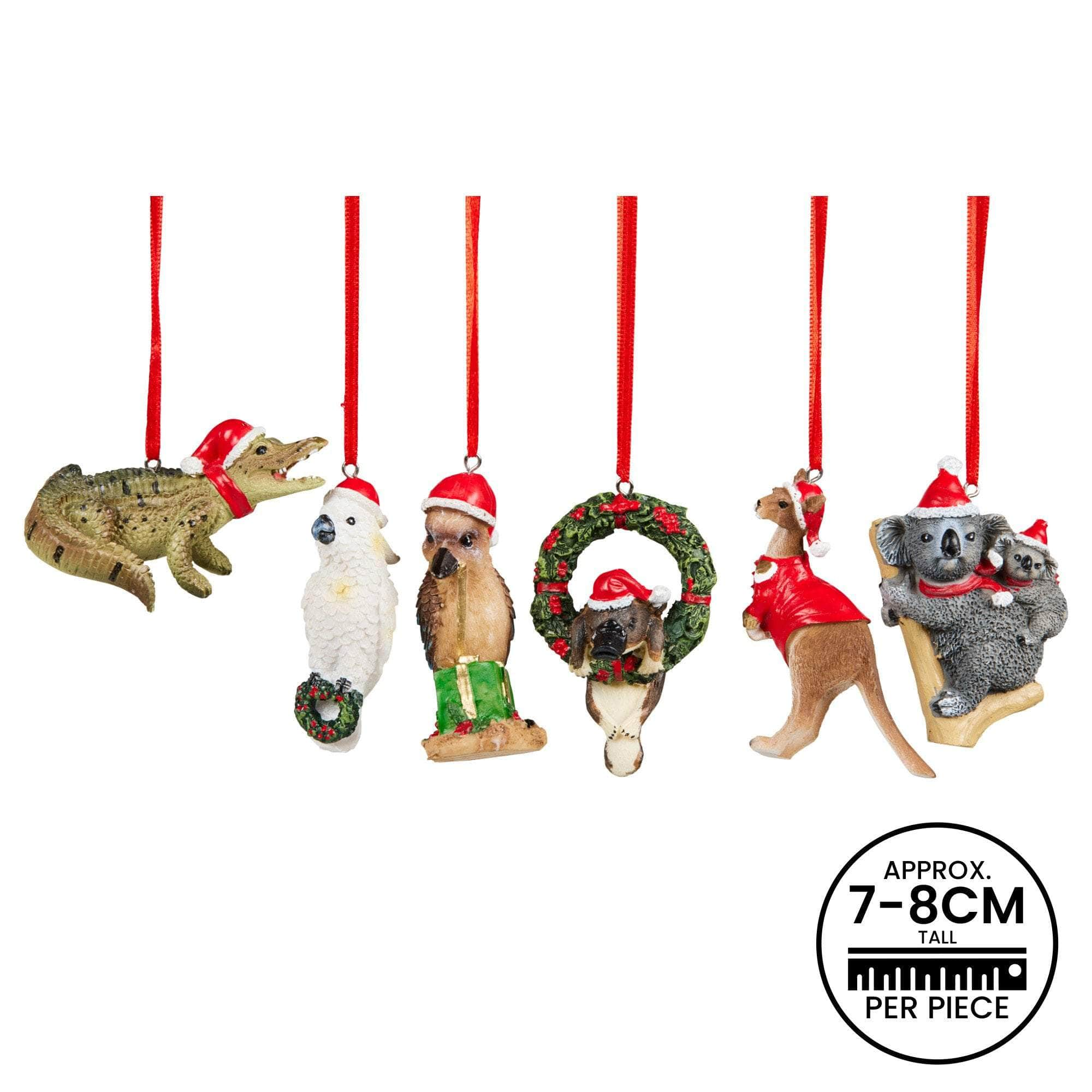 Aussie Animals Pack of 6 Christmas Baubles Decoration Gift Pack