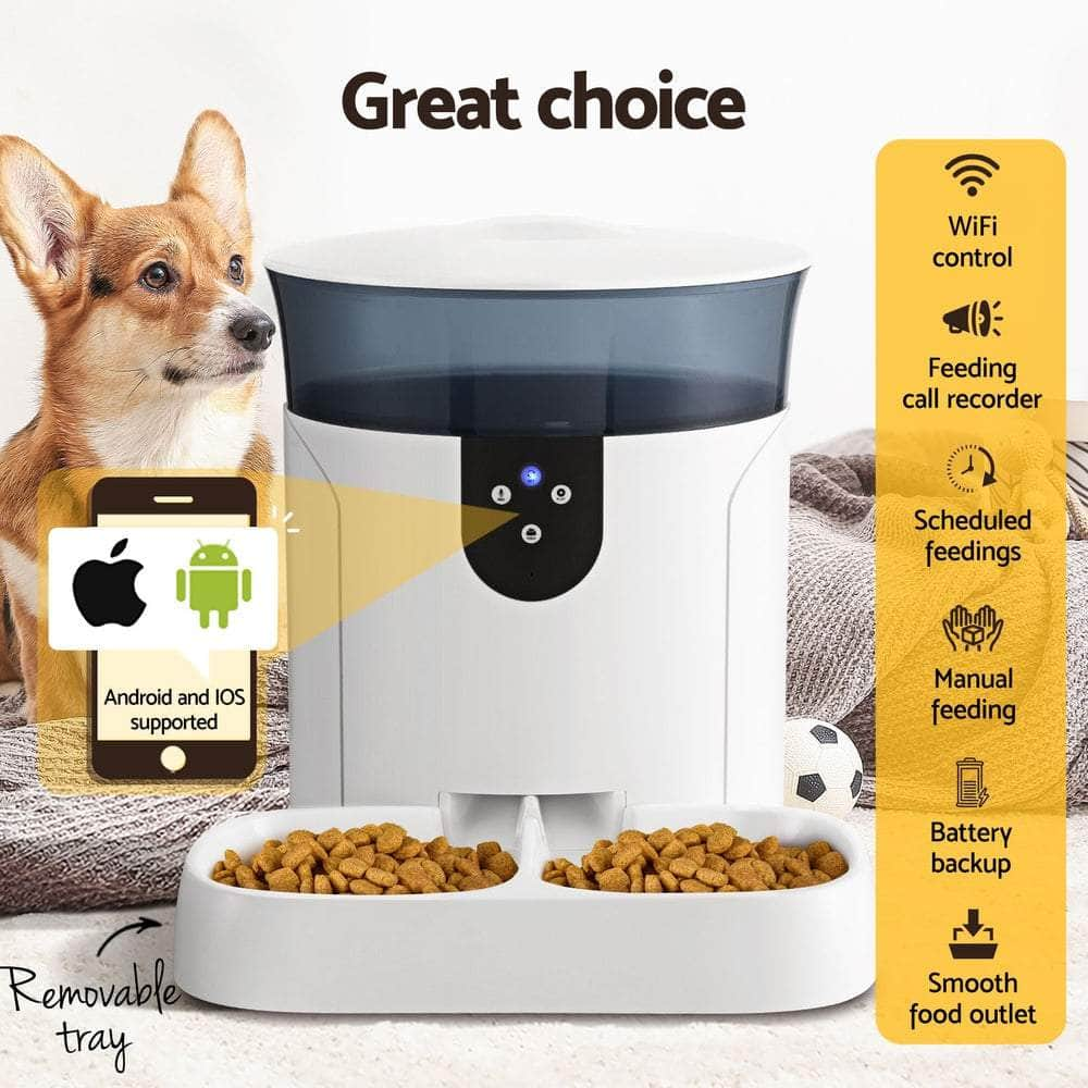 Automatic Pet Feeder Dog Cat Wifi 7L Auto Smart Food Dispenser Timer Feed