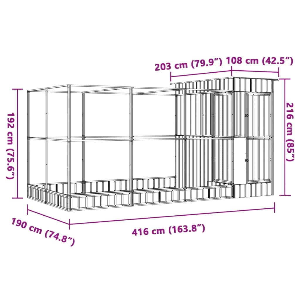 Aviary with Extension Silver Steel