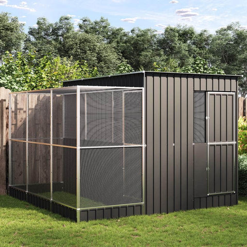 Aviary with Extension Silver Steel