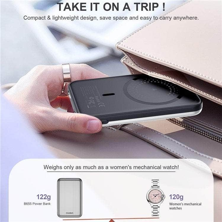 B655-Sl 5000Mah Magnetic Wireless Power Bank 10W (Silver)