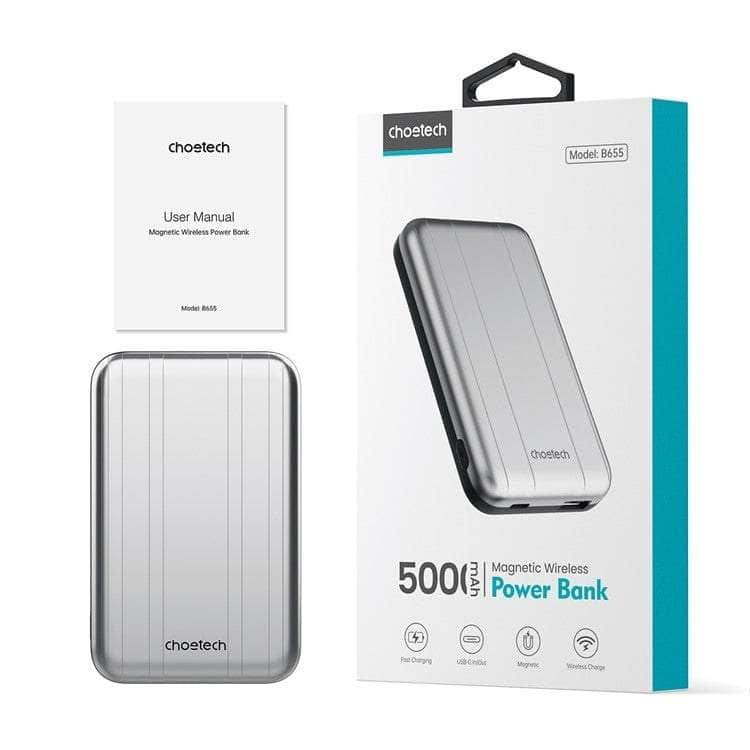 B655-Sl 5000Mah Magnetic Wireless Power Bank 10W (Silver)