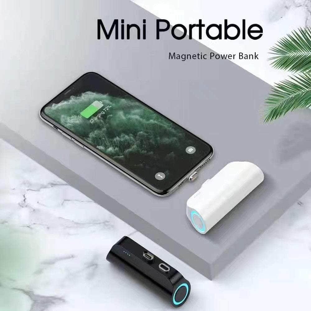 B660-Wh 3000Mah Mini Power Bank With 3 Magnetic Connectors (White)