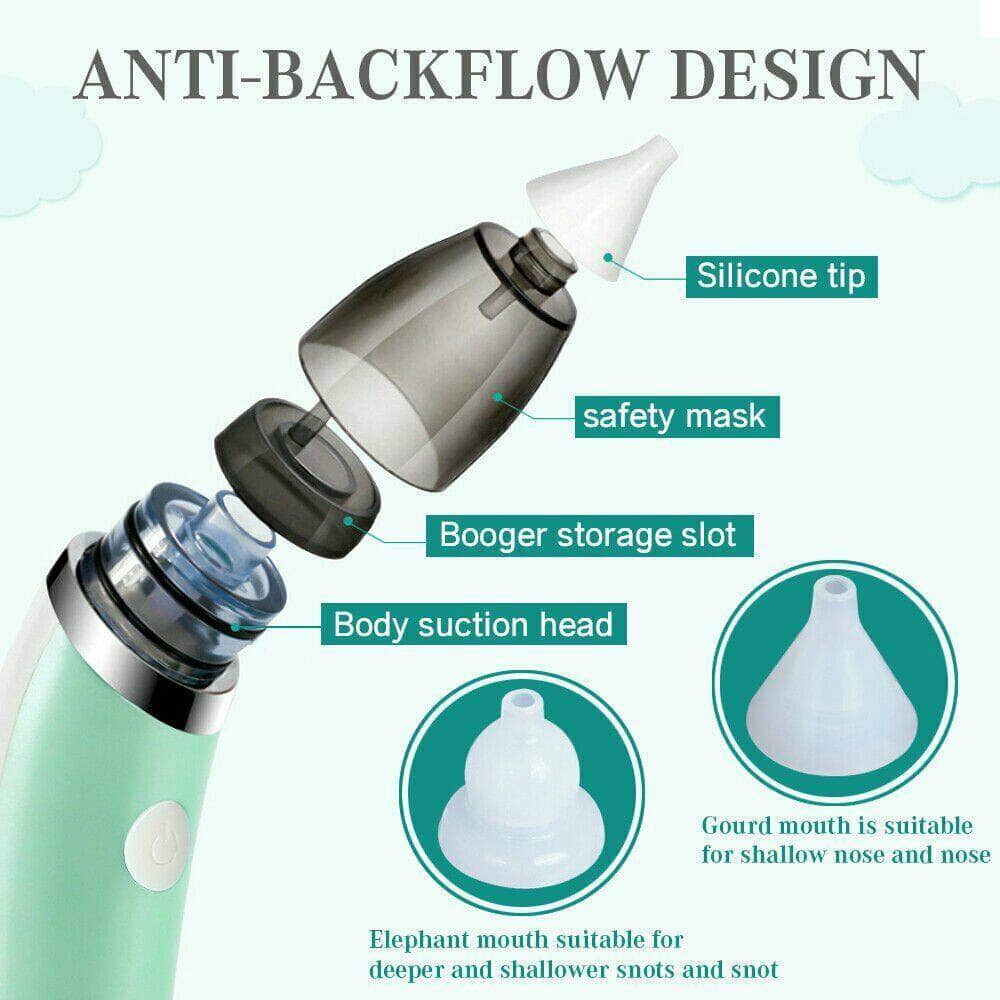 Baby Nasal Aspirator Electric Safe Hygienic Nose Cleaner Snot Sucker For Baby (Green)