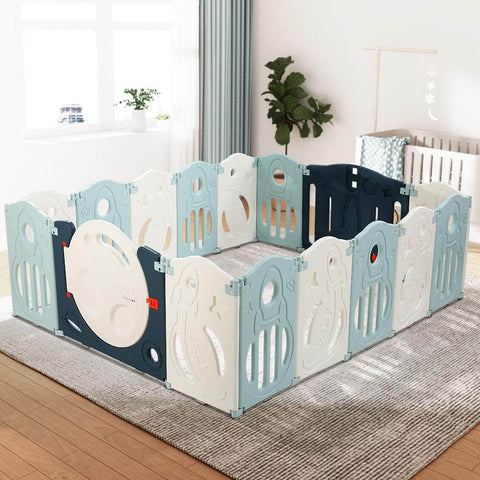 Baby Playpen 16 Panels Foldable Toddler Fence Safety Play Activity Barrier