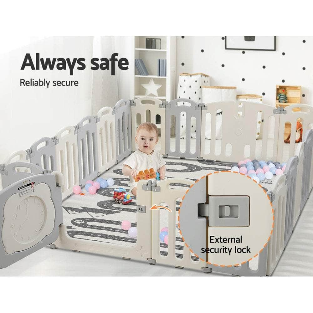 Baby Playpen 20 Panels Foldable Toddler Fence Safety Play Activity Centre