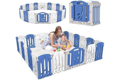 Baby Playpen 22 Panels Baby Play Pen Kids Safety Play Yard Home Blue