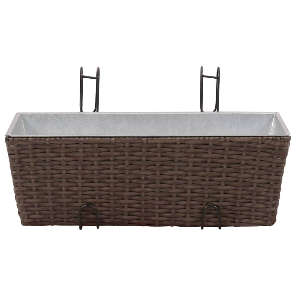 Balcony Trapezoid Rattan Planter Set 50 cm 2 pcs Brown