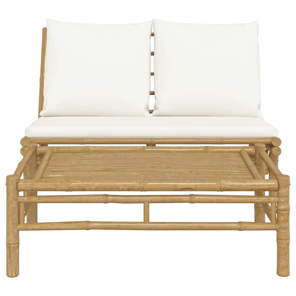 Bamboo 2-Piece Garden Lounge with Cream White Cushions