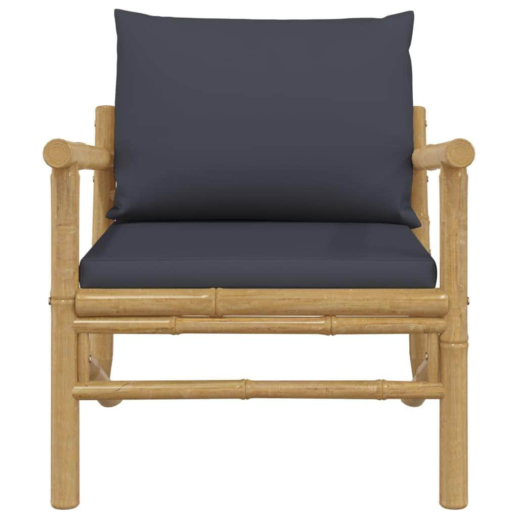 Bamboo Bliss: Duo Garden Chairs with Dark Grey Comfort