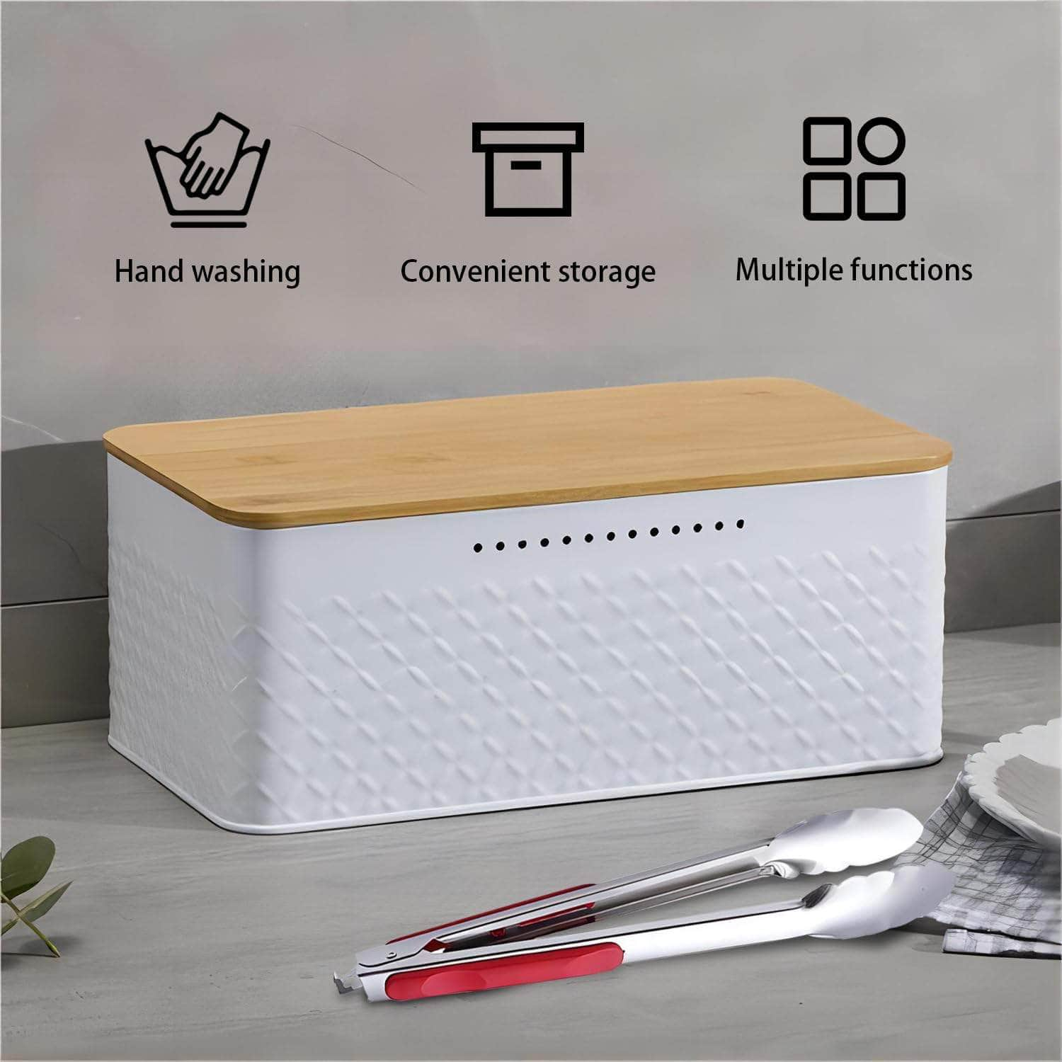 Bamboo Bread Bin with Lid - Kitchen Countertop