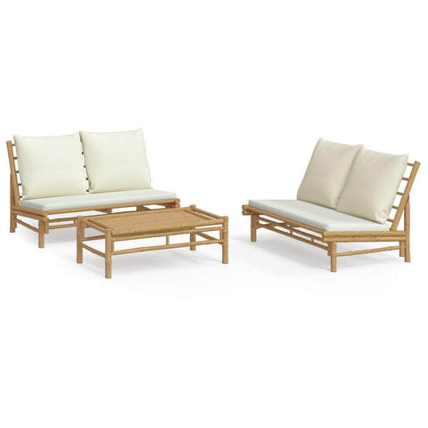 Bamboo Calm Collection: 3-Piece Lounge Set with Cream White Cushions