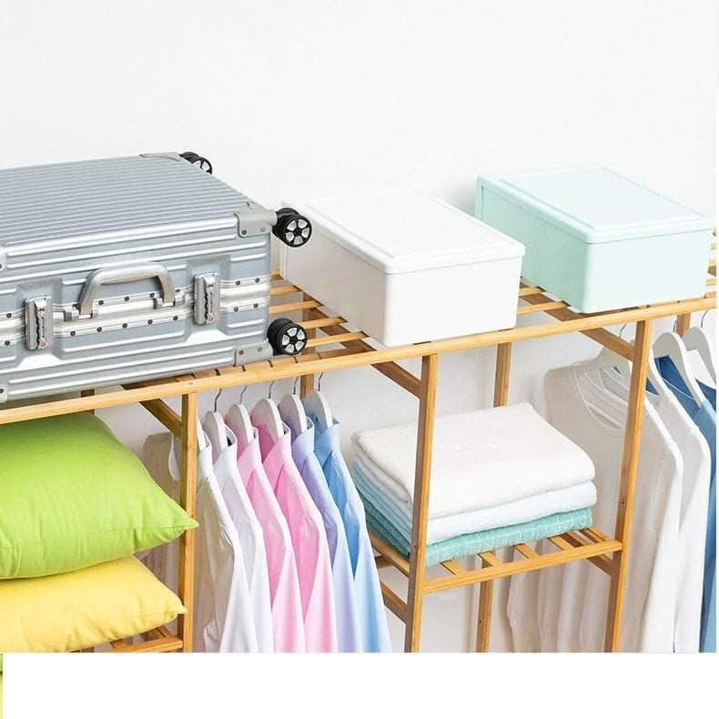 Bamboo Clothes Rack With Dustproof Cover