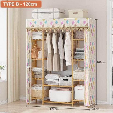 Bamboo Clothes Rack With Dustproof Cover