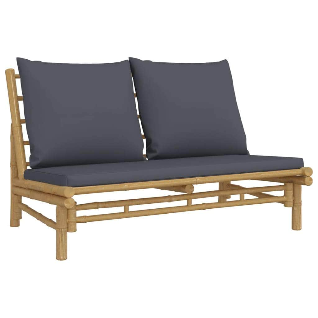 Bamboo Haven Trio: 3-Piece Lounge Set with Dark Grey Cushions