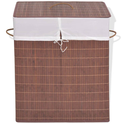 Bamboo Laundry Bin Rectangular Brown