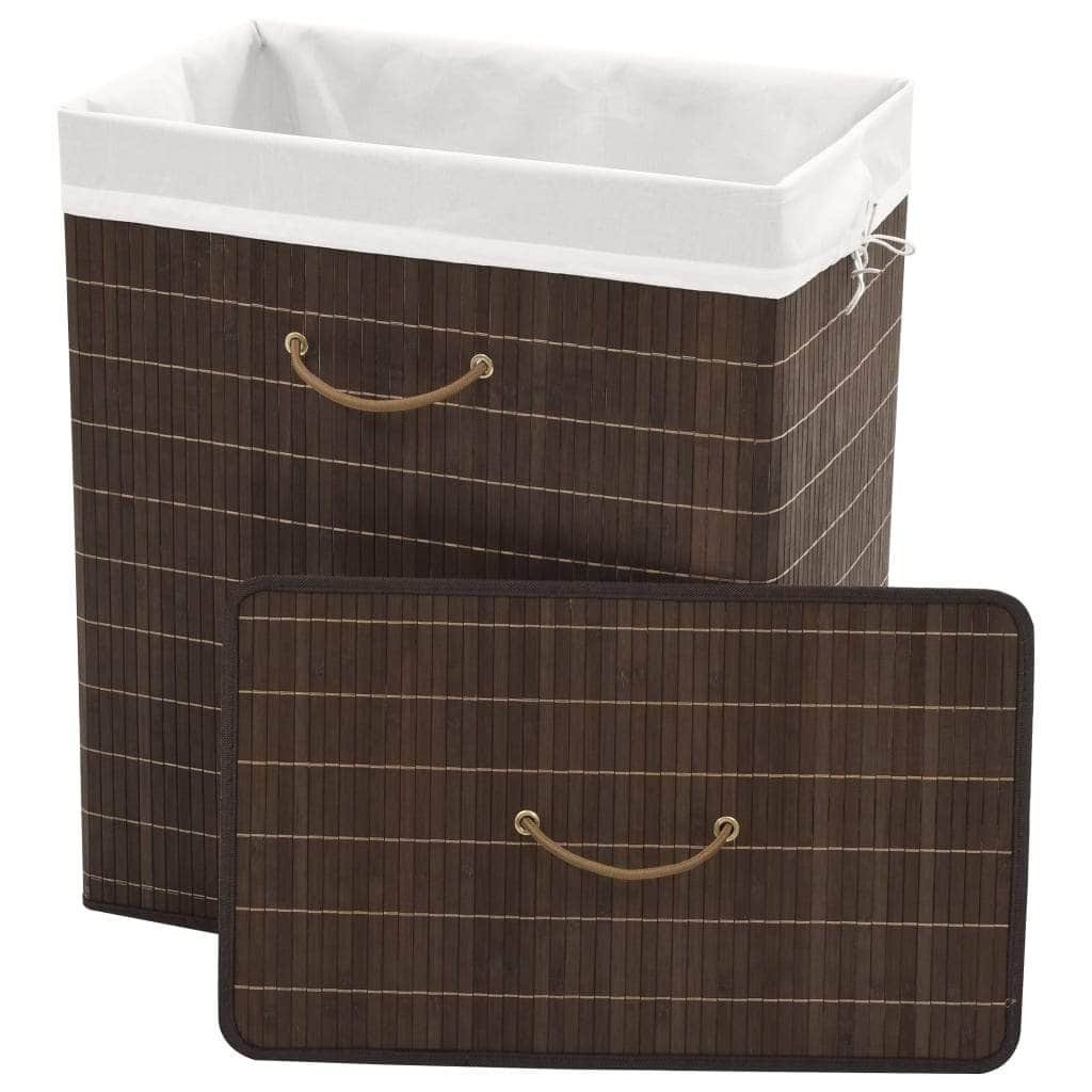 Bamboo Laundry Bin Rectangular Dark Brown