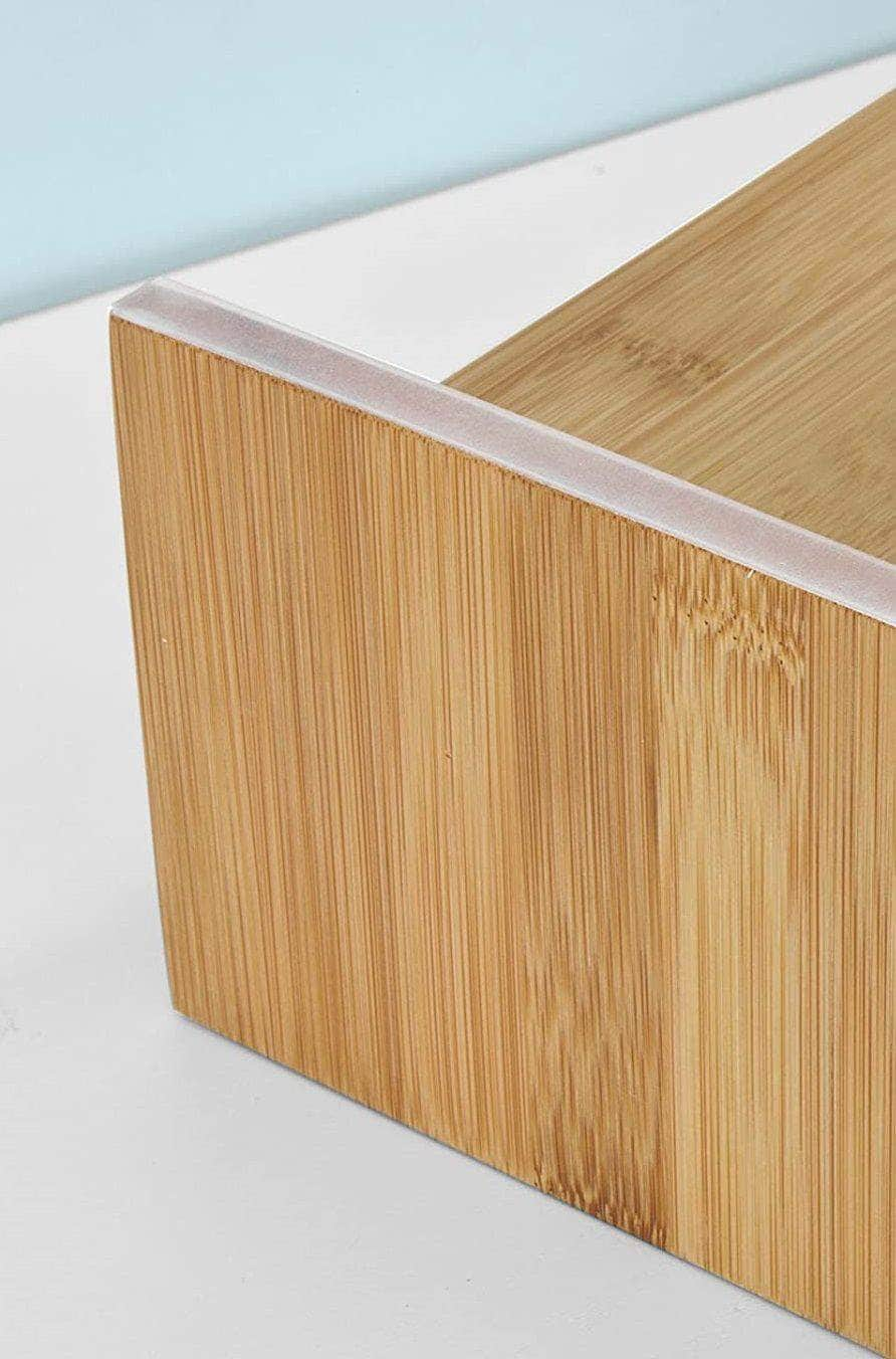 Bamboo Monitor Stand Desk Organizer With 2 Drawers