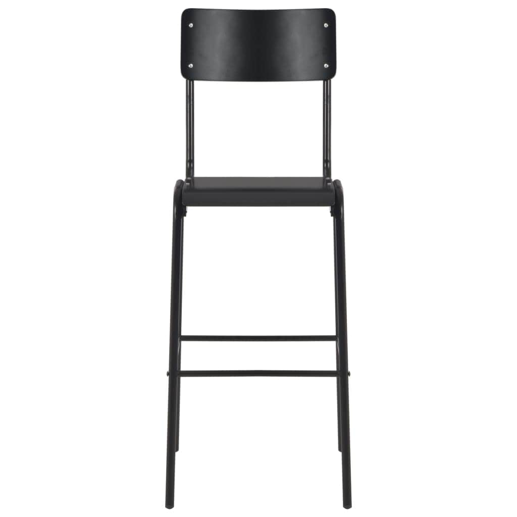 Bar Chairs 2 pcs Black Solid Plywood Steel