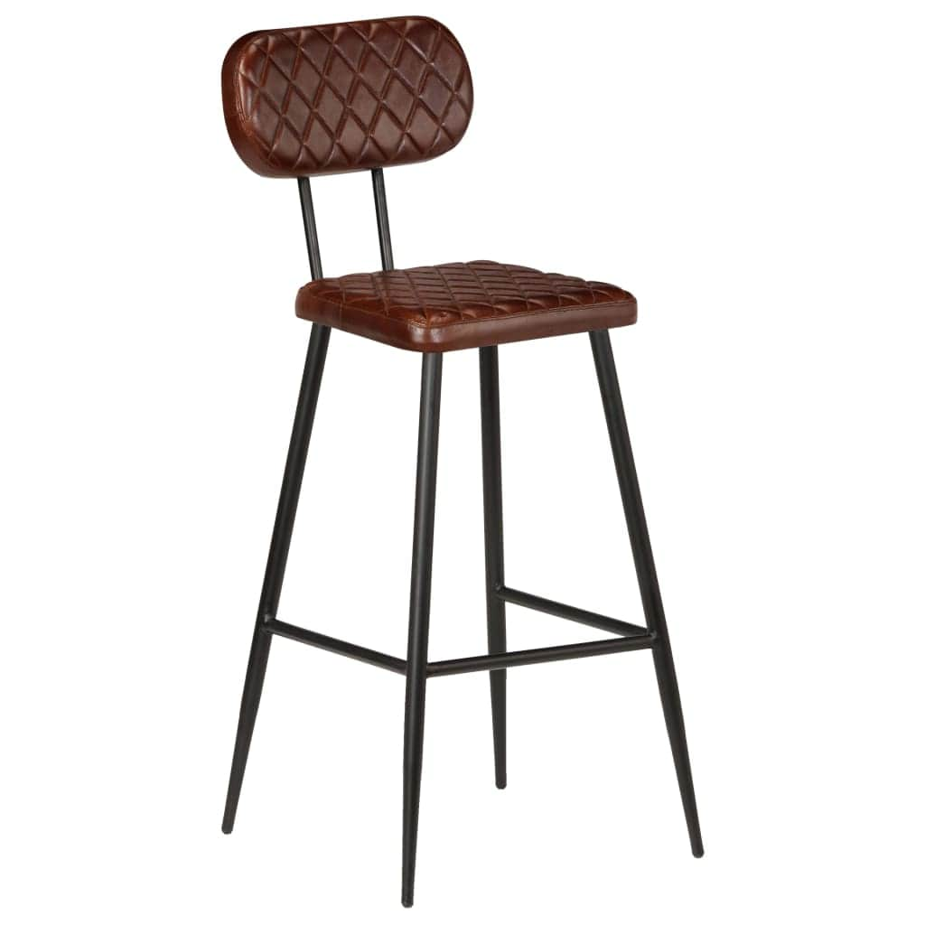 Bar Chairs 2 pcs Brown Real Leather