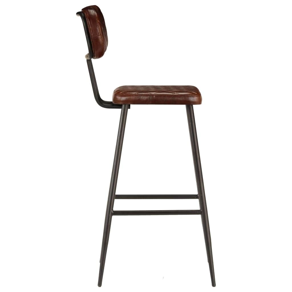 Bar Chairs 2 pcs Brown Real Leather