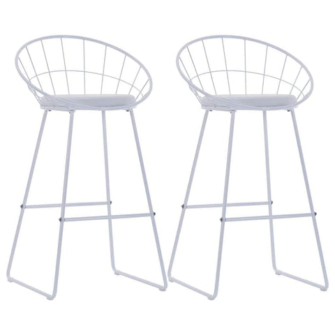 Bar Chairs 2 pcs White Leather