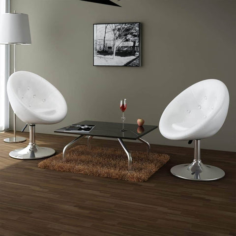 Bar Chairs 2 pcs White Leather