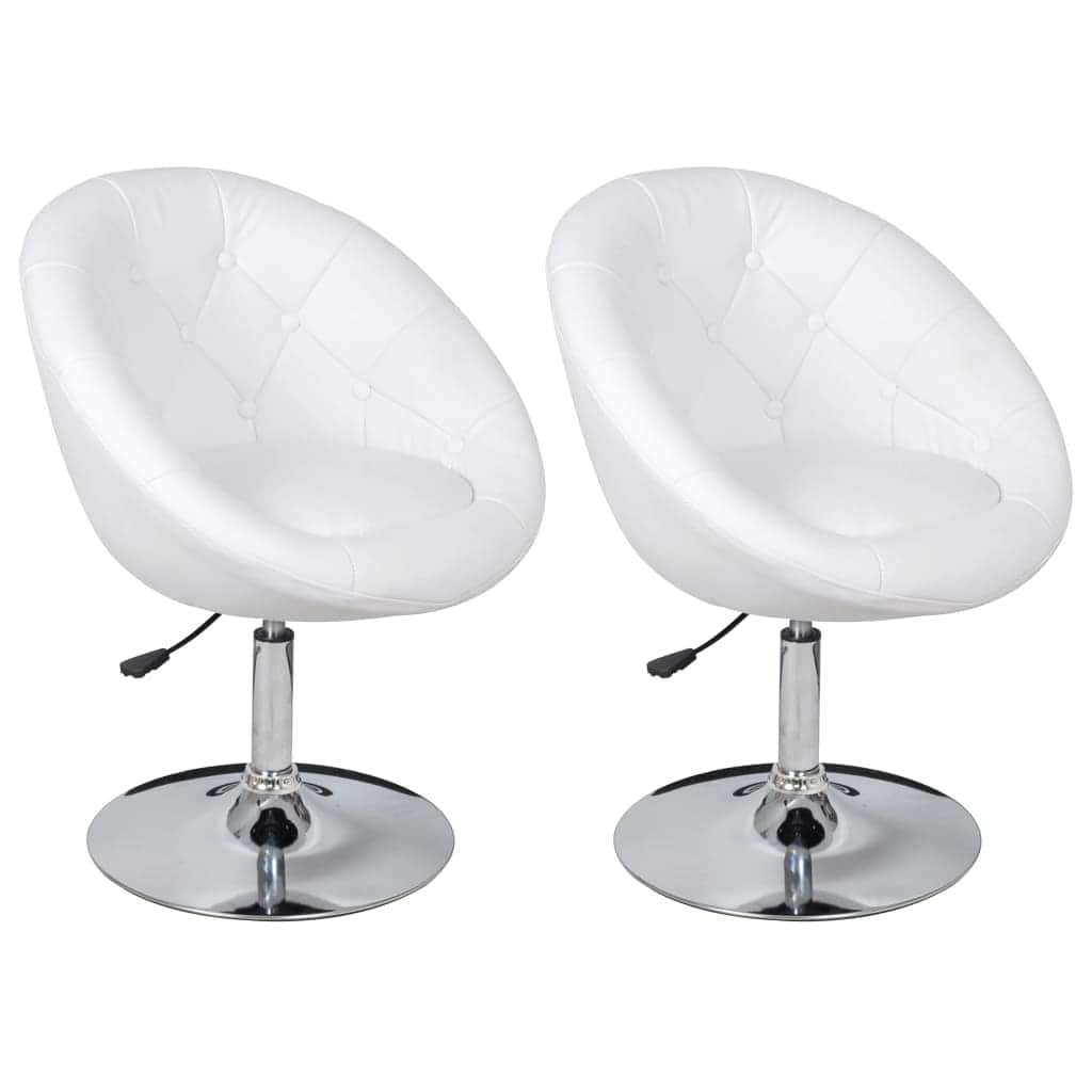 Bar Chairs 2 pcs White Leather