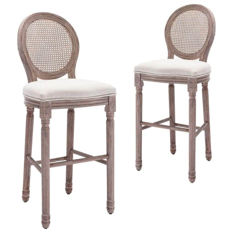 Bar Chairs 2 pcs White Linen