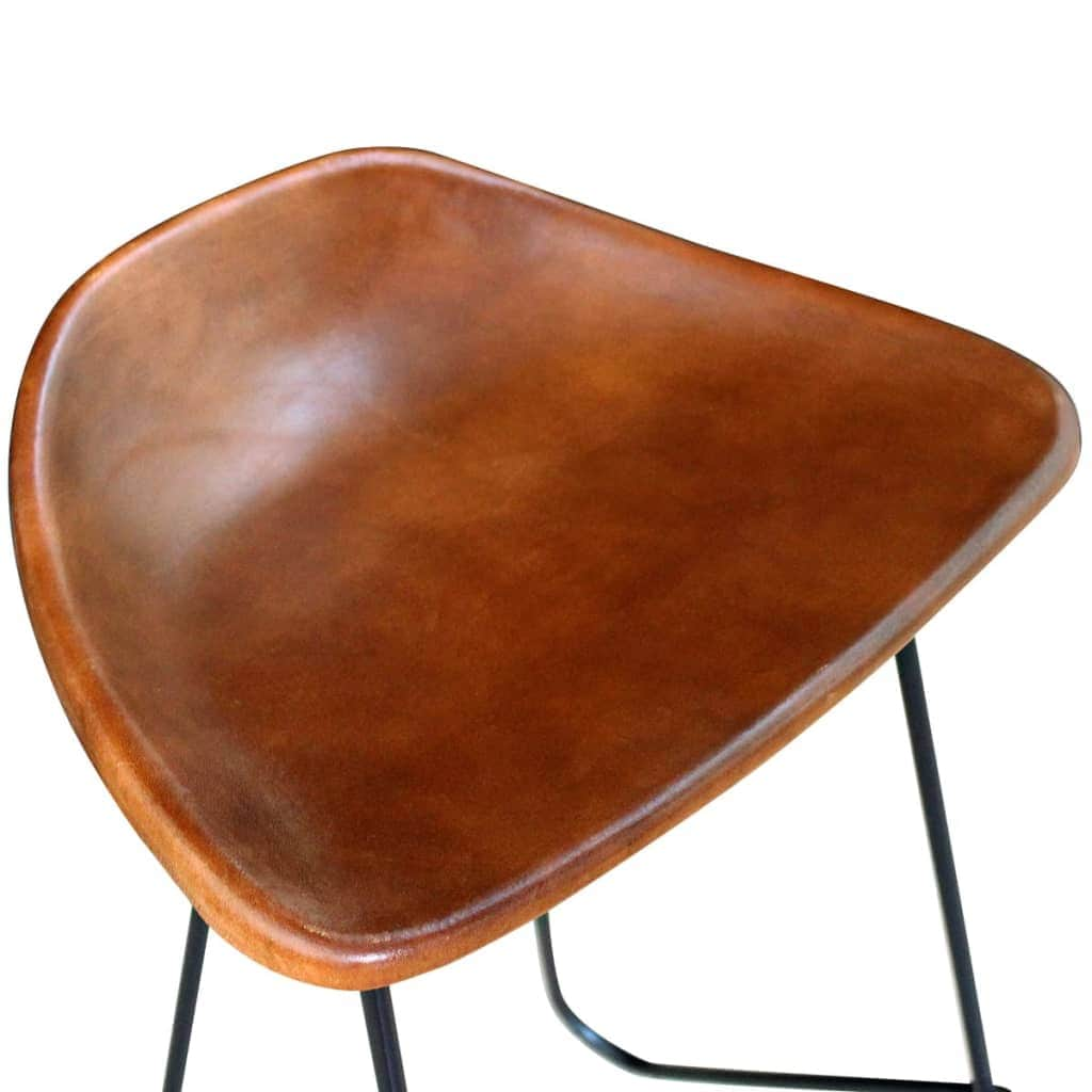 Bar Chairs 6 pcs Brown Real Leather