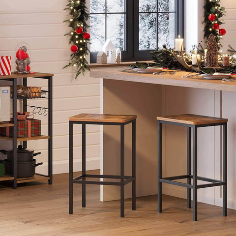 Bar Set Stools Of 2 Bar Chairs, Rustic Brown