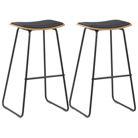 Bar Stools 2 pcs Black faux Leather