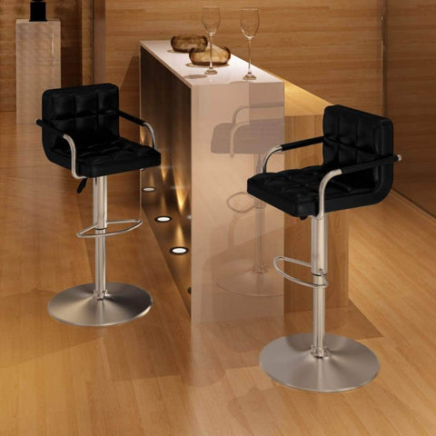 Bar Stools 2 pcs "Black" Faux Leather