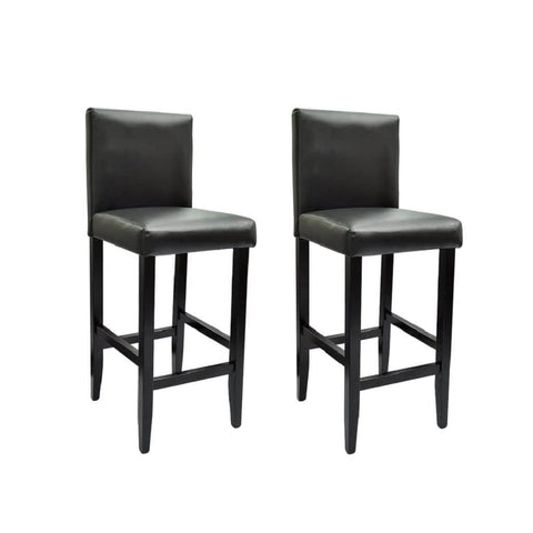 Bar Stools 2 pcs Black Leather