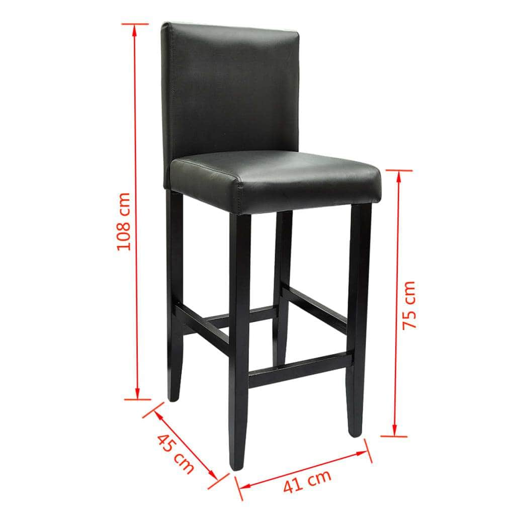 Bar Stools 2 pcs Black Leather