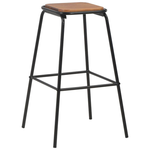 Bar Stools 2 pcs Black Solid Pinewood and Steel