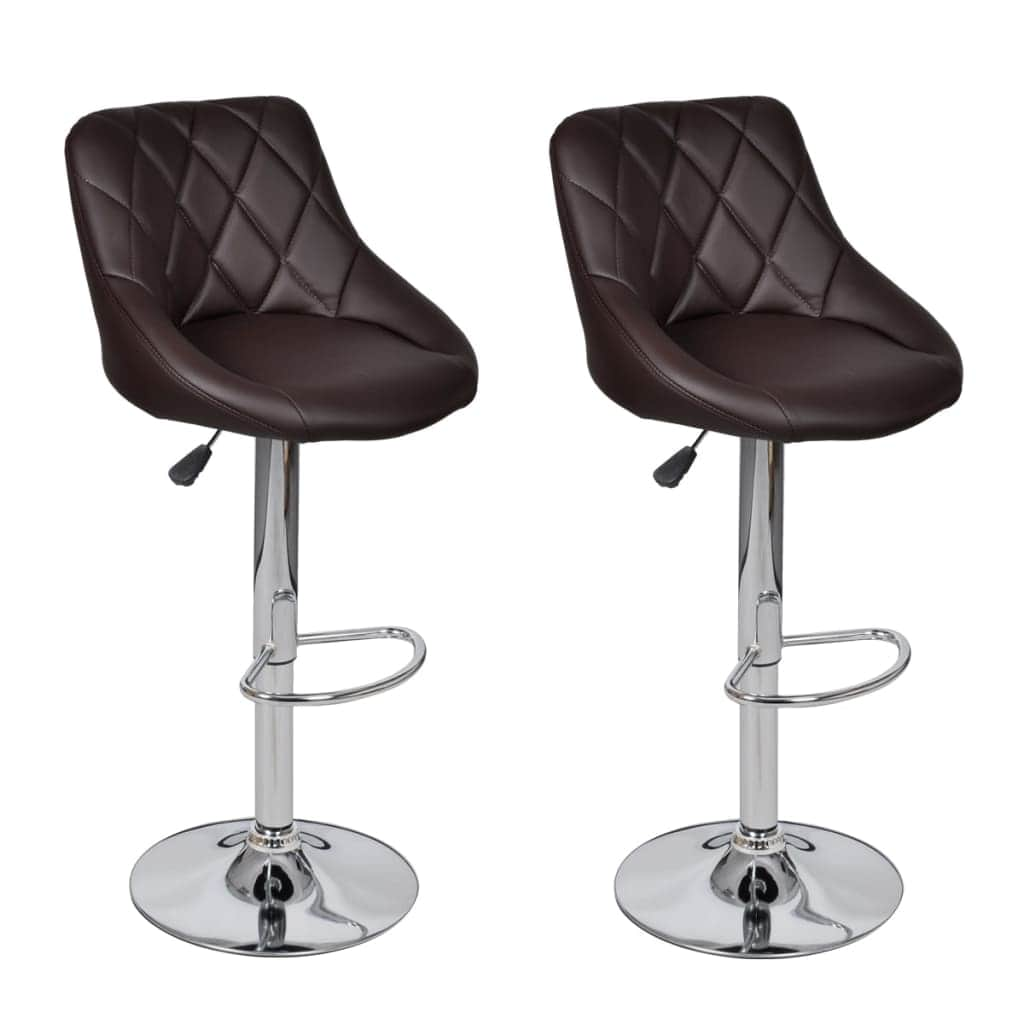 Bar Stools 2 pcs 'Brown Faux Leather