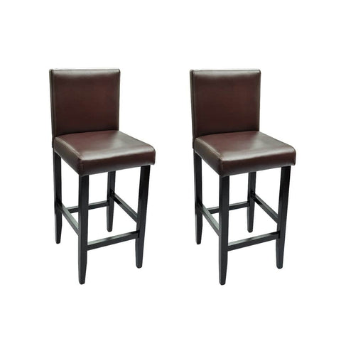 Bar Stools 2 pcs Dark Brown Leather