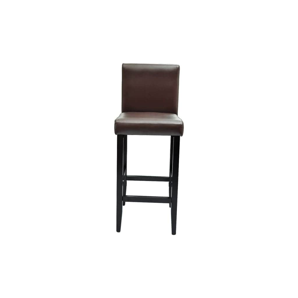 Bar Stools 2 pcs Dark Brown Leather