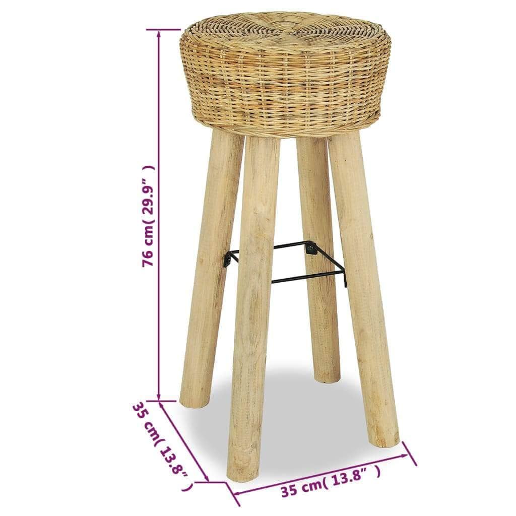 Bar Stools 2 pcs Natural Rattan