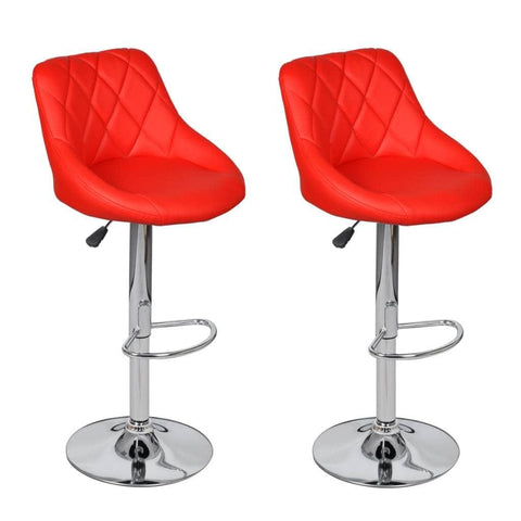 Bar Stools 2 pcs 'Red Faux Leather